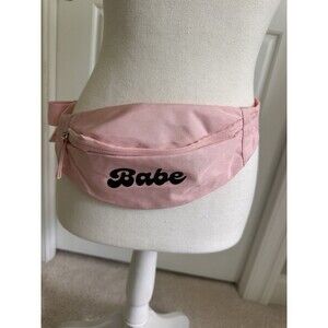 Pink 'Babe' Embroidered Hiking Waist Fanny Pack for Women-Polyester, Adjustable